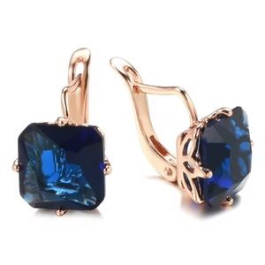 London Blue Topaz and 14k/585 Rose Gold Women's Earrings